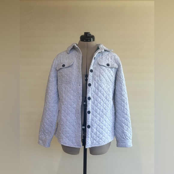 Rock Monkey Quilted Button Up Jacket Light Grey Women Size Large - Picture 1 of 6